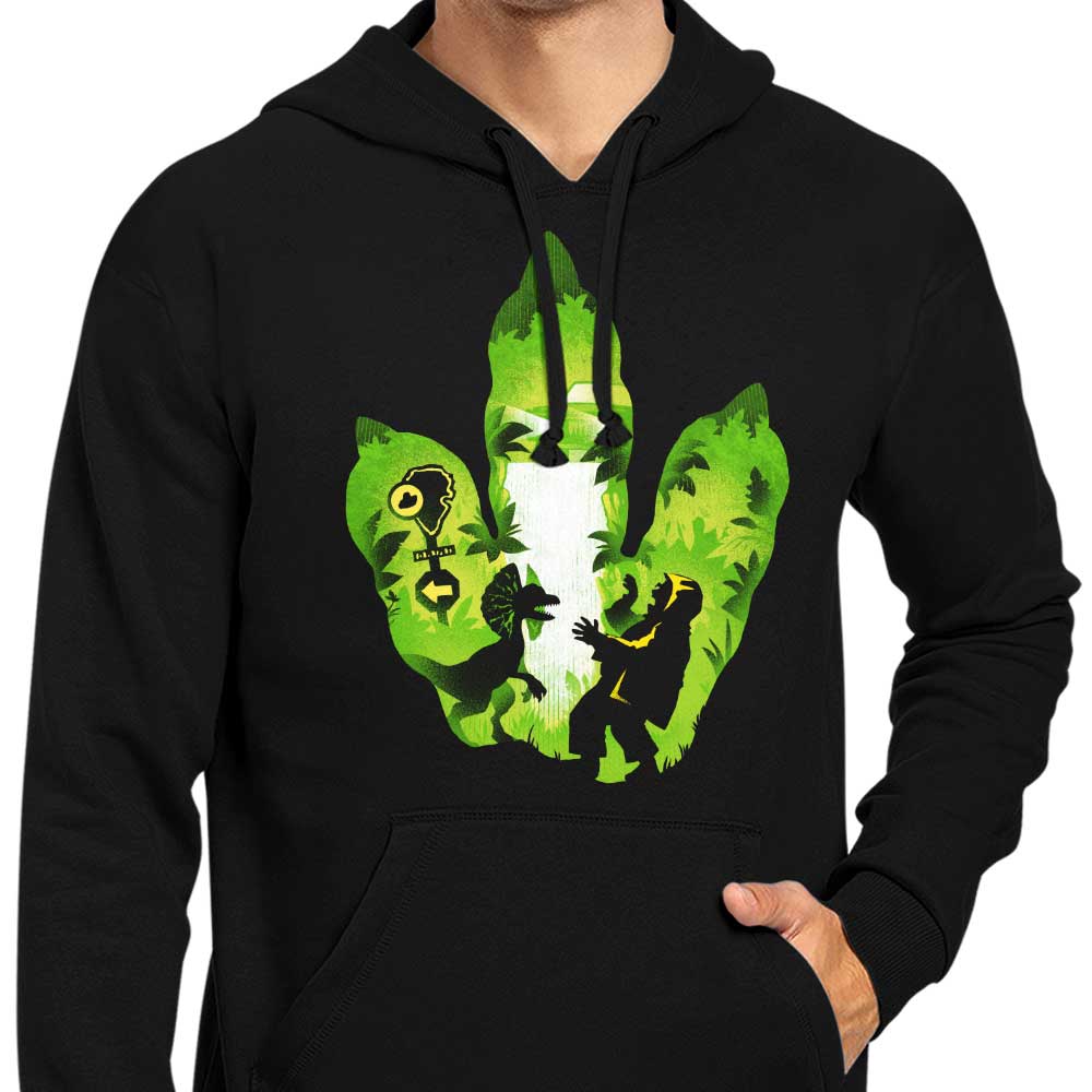 A Stylish Hoodie Featuring Dilophosaurus Footprint Design