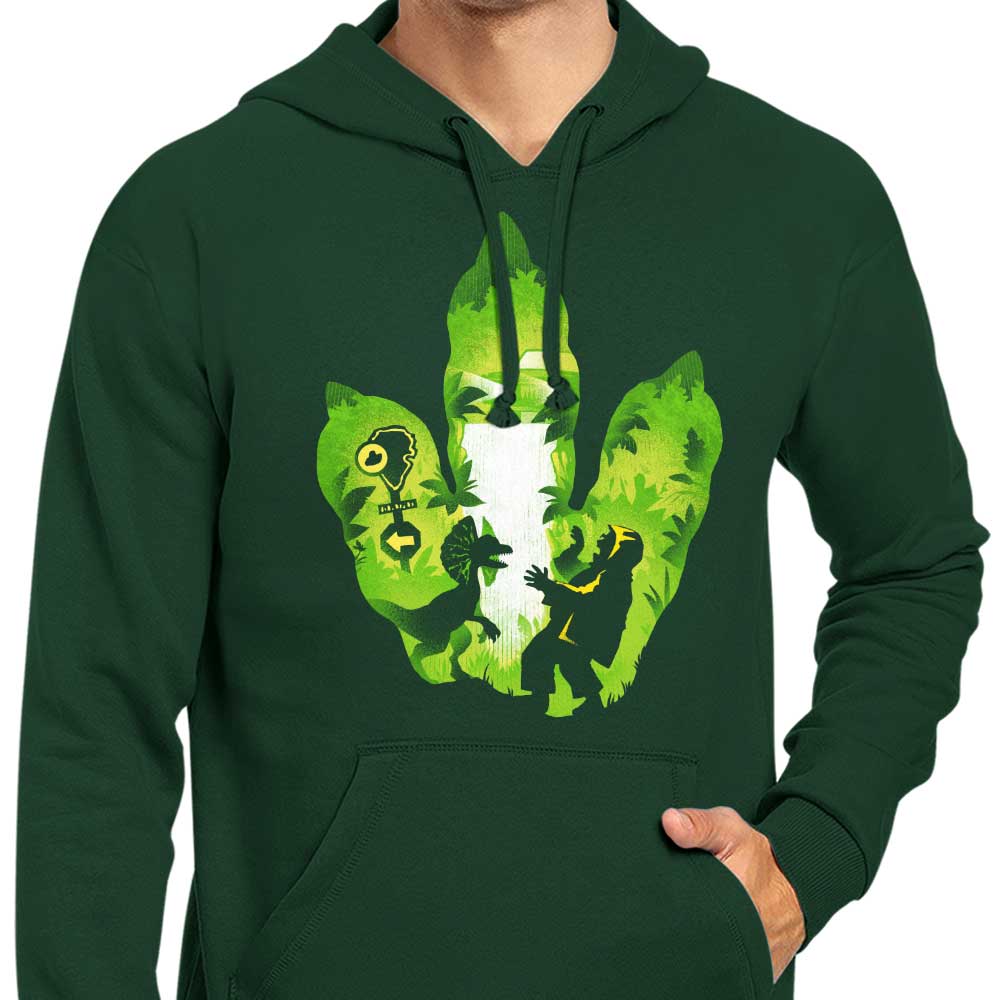 A Stylish Hoodie Featuring Dilophosaurus Footprint Design