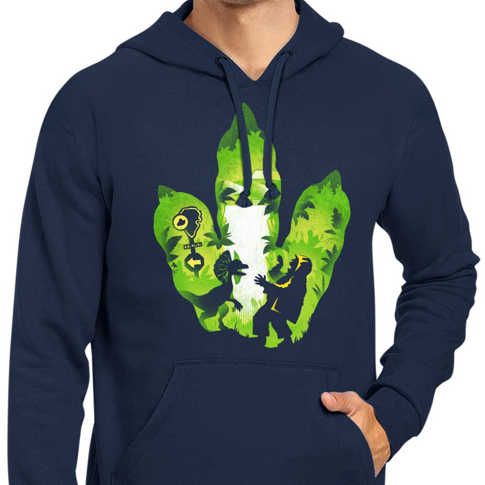 A Stylish Hoodie Featuring Dilophosaurus Footprint Design