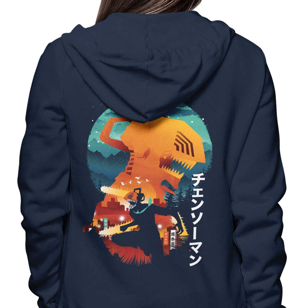 Stylish Chainsaw Silhouette Zip-up and Pullover Hoodies
