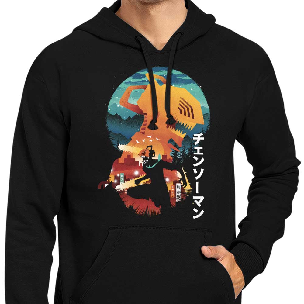 Stylish Chainsaw Silhouette Zip-up and Pullover Hoodies