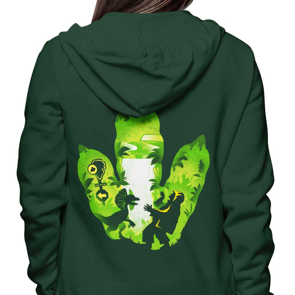 A Stylish Hoodie Featuring Dilophosaurus Footprint Design