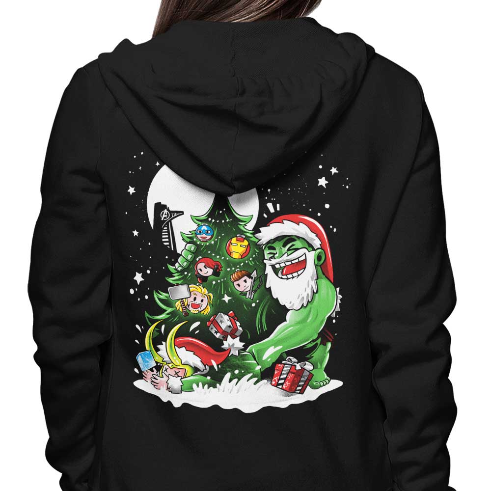 Alemaglia's Festive Puny God Christmas Zip-up and Pullover Hoodies