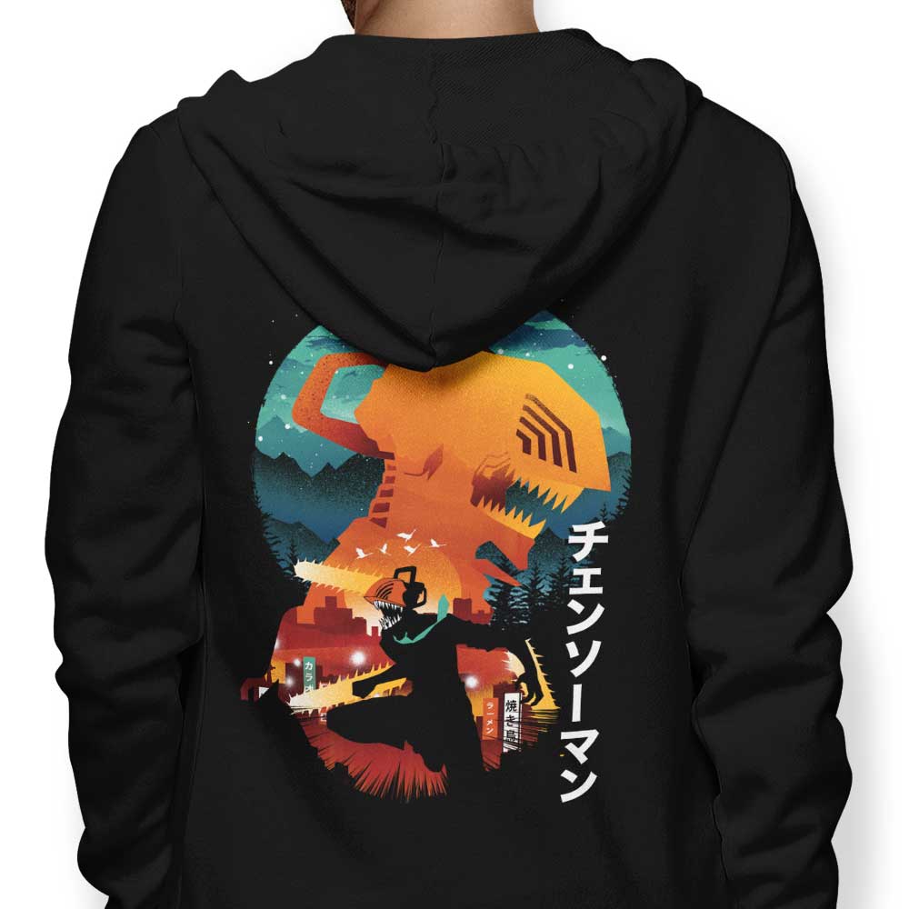 Stylish Chainsaw Silhouette Zip-up and Pullover Hoodies