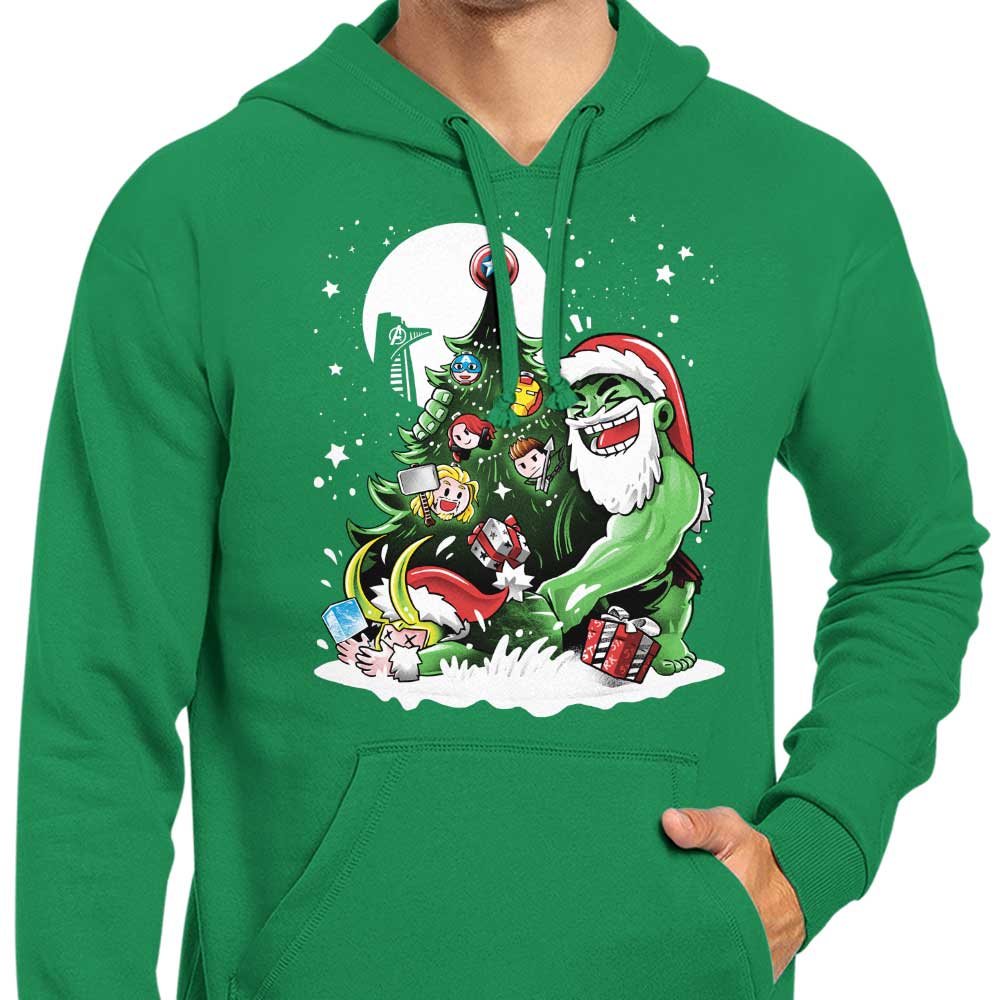 Alemaglia's Festive Puny God Christmas Zip-up and Pullover Hoodies