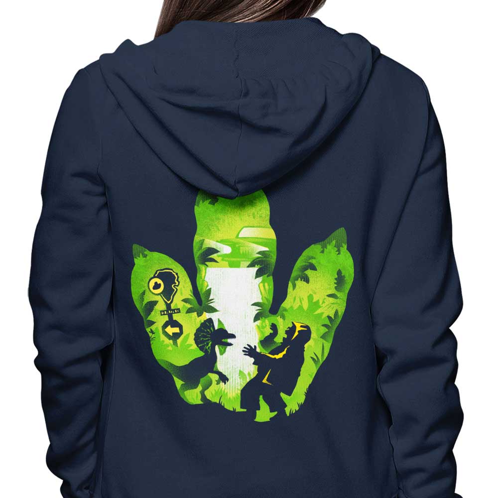 A Stylish Hoodie Featuring Dilophosaurus Footprint Design