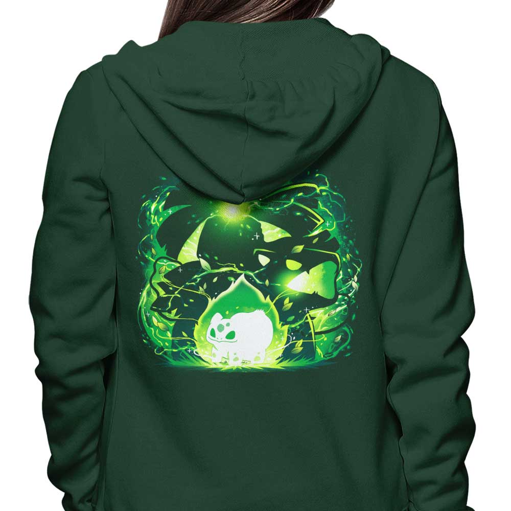 Vibrant Frenzy Plant Design Hooded Sweatshirt