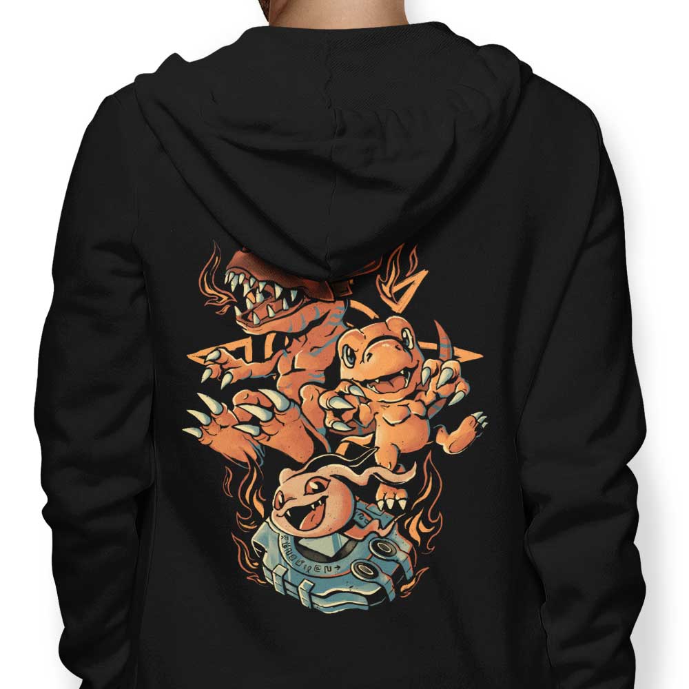 Digital Dinosaur Evolution-themed Hooded Sweatshirt