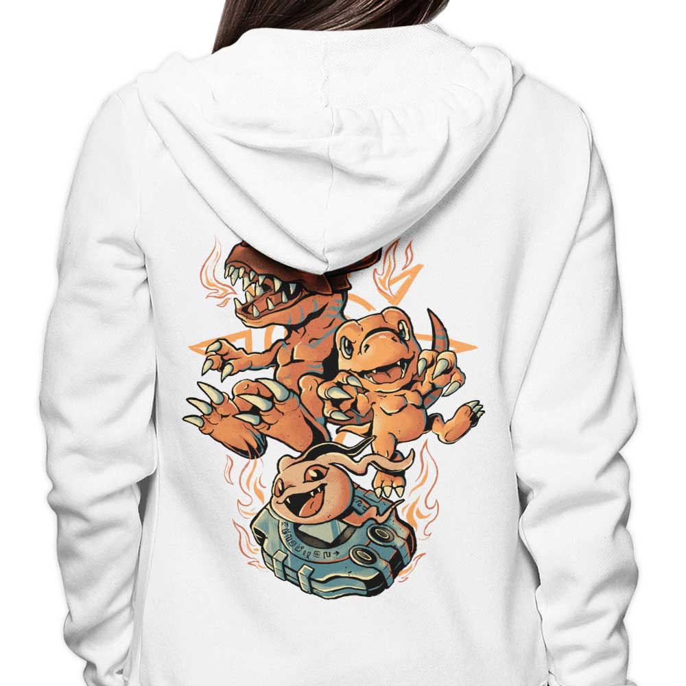 Digital Dinosaur Evolution-themed Hooded Sweatshirt