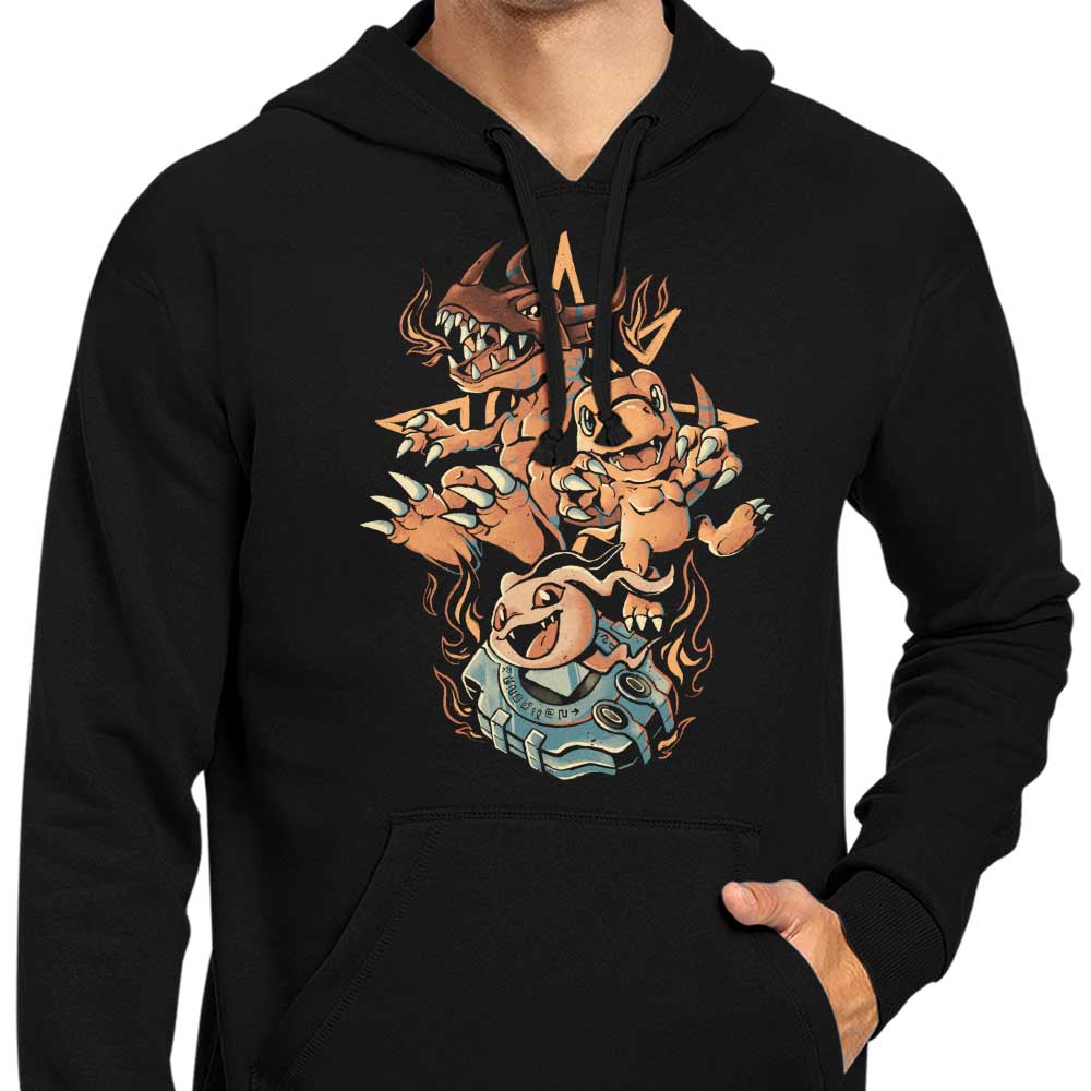 Digital Dinosaur Evolution-themed Hooded Sweatshirt
