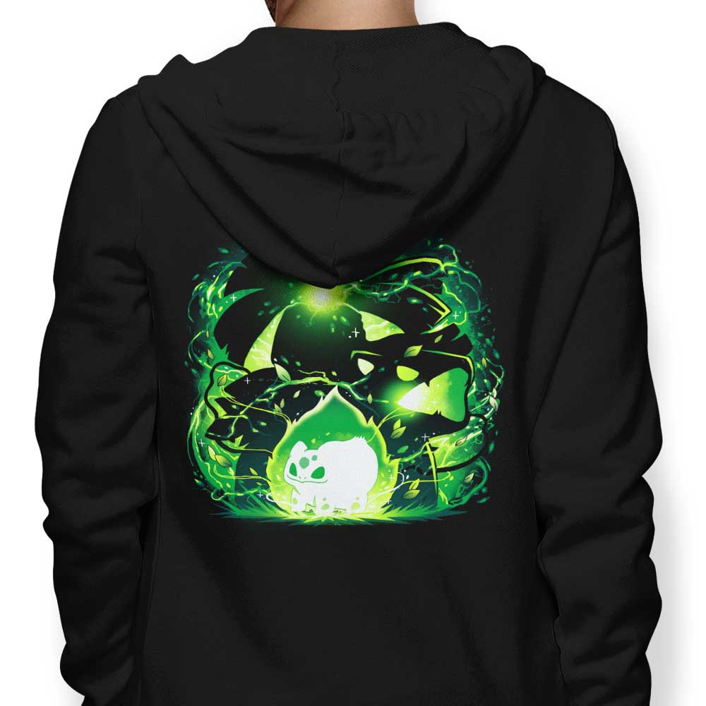 Vibrant Frenzy Plant Design Hooded Sweatshirt