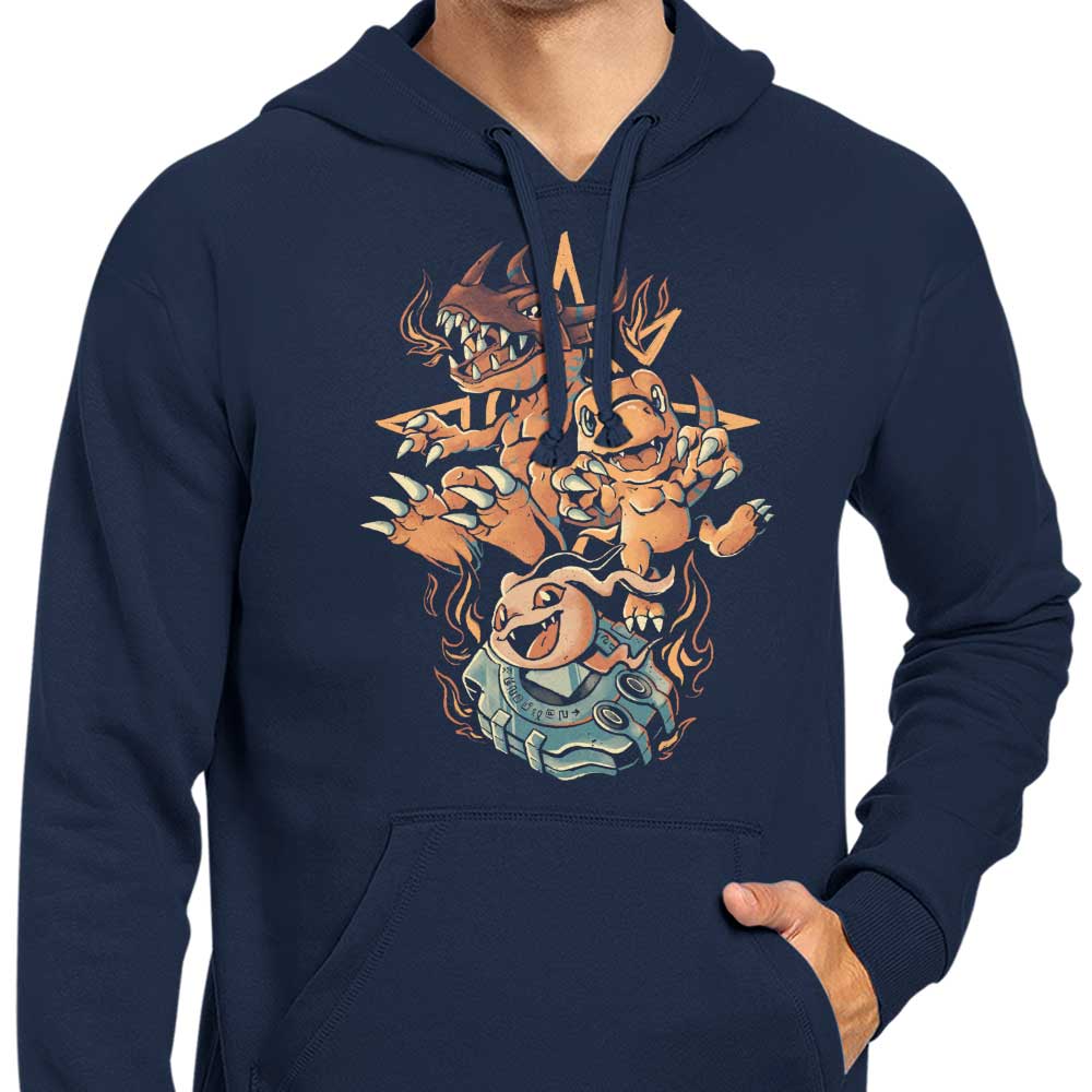 Digital Dinosaur Evolution-themed Hooded Sweatshirt