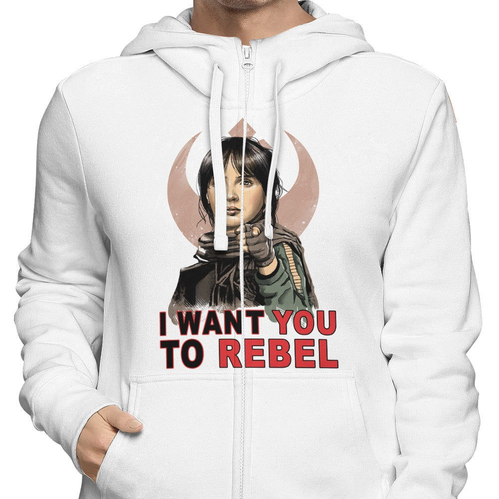 XENOS 'I Want You to Rebel' Stylish Zip Up and Pullover Hoodies