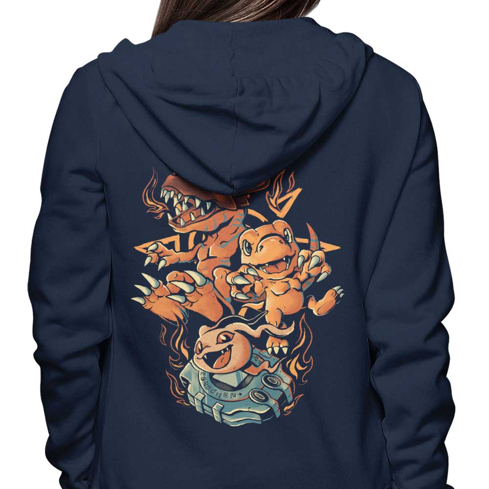 Digital Dinosaur Evolution-themed Hooded Sweatshirt