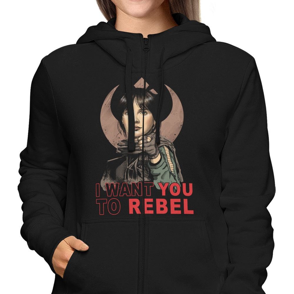XENOS 'I Want You to Rebel' Stylish Zip Up and Pullover Hoodies